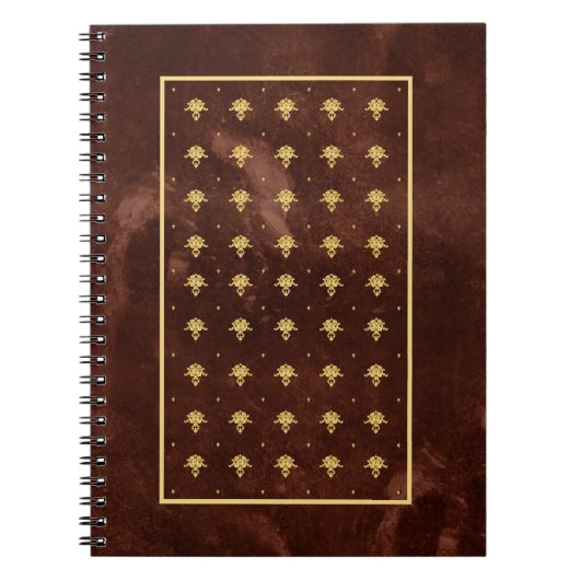 Carnet Pattern Leather Brown et Gold Damask (Devant)
