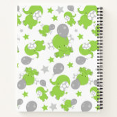 Carnet Pattern of Green Elephants, Cute Elephants, stars (Dos)