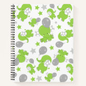 Carnet Pattern of Green Elephants, Cute Elephants, stars (Devant)