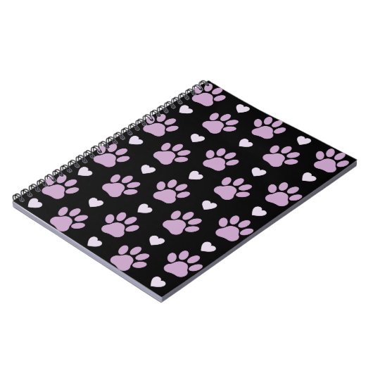 Carnet Pattern of paws, Dog paws, Lilac paws, Hearts (Côté gauche)