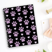 Carnet Pattern of paws, Dog paws, Lilac paws, Hearts