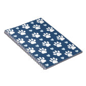 Carnet Pattern of paws, Dog paws, White paws, Blue Hearts (Côté Droit)