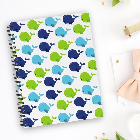 Carnet Pattern of Whales, Cute Whales, Sea Animals