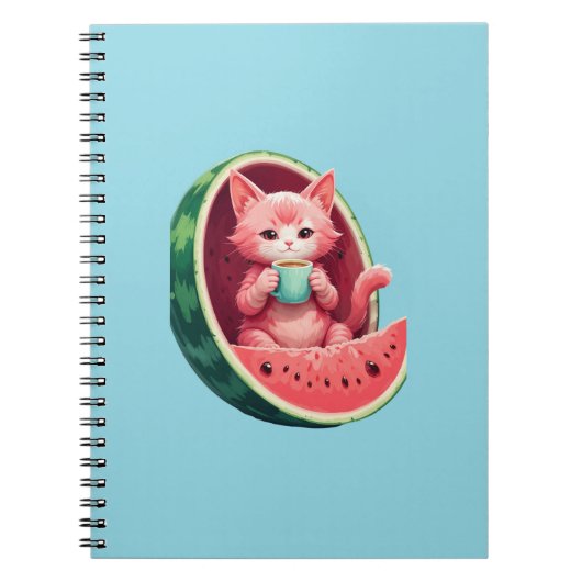 Carnet Pause café au chat pastèque (Devant)