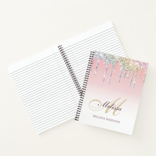 Carnet pavé de souris à parties scintillant monogramme co (Intérieur)