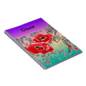 Carnet Pavot à fleurs rouges noires grises croisées (Côté Droit)