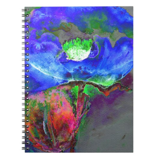 Carnet Pavot bleu, fleur abstraite bleue (Devant)