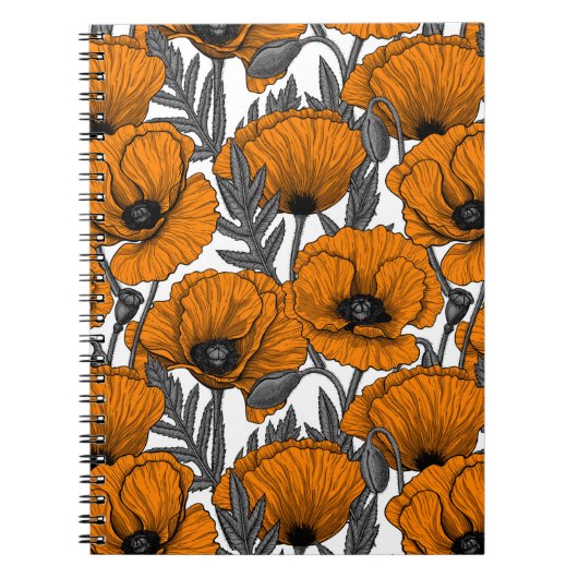 Carnet Pavot orange sur blanc (Devant)