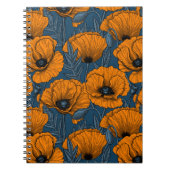 Carnet Pavot orange sur bleu foncé (Devant)