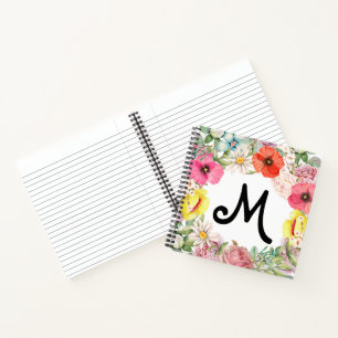 Carnet Pavot Rose floral et marmite rose, corail, Jaune