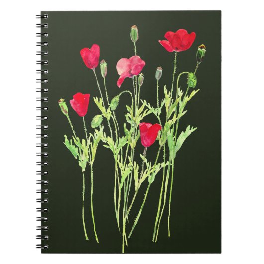 Carnet Pavot rouge prairie estivale, fleurs sauvages (Devant)