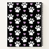 Carnet Paw Motif, Chien Paws, White Paws, Lilac Hearts (Dos)