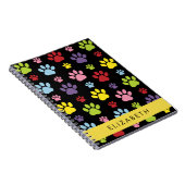 Carnet Paws Colorés, Motif Paw, Paws Chiens, Votre Nom (Côté Droit)