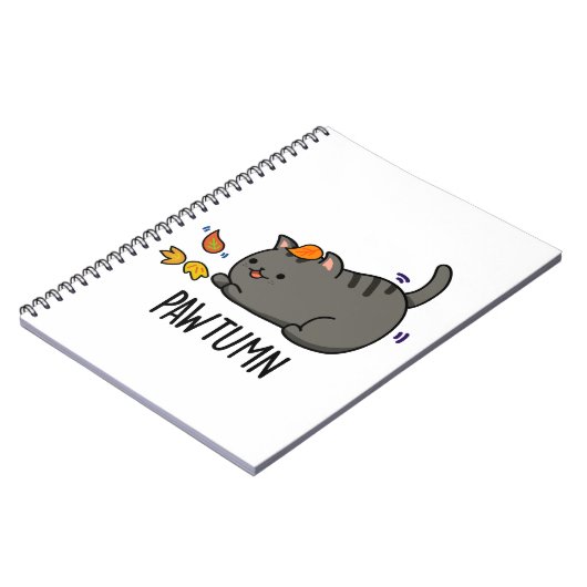 Carnet Pawtumn mignon Pun Kitty Chat d'Automne  (Côté gauche)
