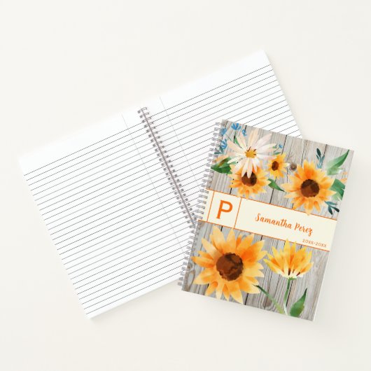 Carnet Pays de l'aquarelle de tournesol jaune vif (Intérieur)