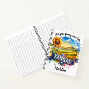 Carnet Paysage animé du Kansas avec des tournesols au cou