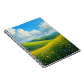 Carnet Paysage de collines vertes vibrantes et de fleurs (Côté Droit)