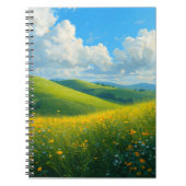 Carnet Paysage de collines vertes vibrantes et de fleurs (Devant)