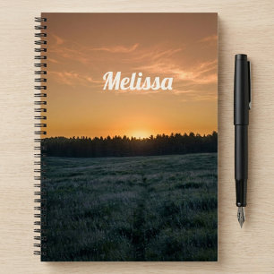 Carnet Paysage de coucher de soleil Nom personnalisé