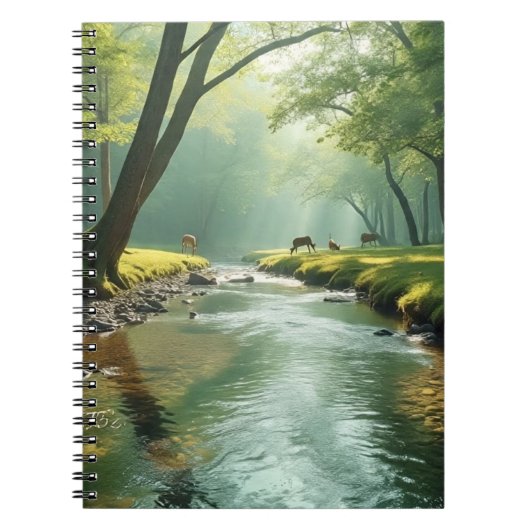 Carnet Paysage forestier calme avec reflet de flux clair (Devant)