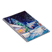 Carnet Paysage hivernal enneigé. Maison de campagne. Noël (Côté Droit)