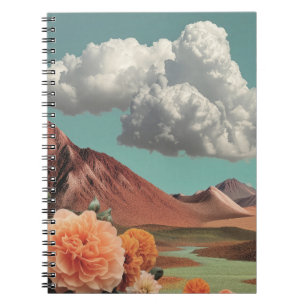 Carnet Paysage Montagneux Floral Surréaliste Avec Nuages