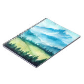 Carnet Paysage montagneux. Illustration aquarelle. (Côté gauche)