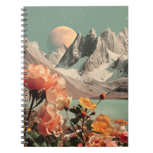 Carnet Paysage Montagneux Surréaliste Avec Fleurs en Fleu