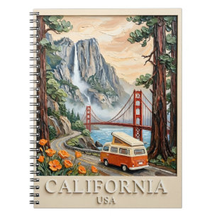 Carnet Paysage Texturé 3D Vintage de Road Trip en Califor