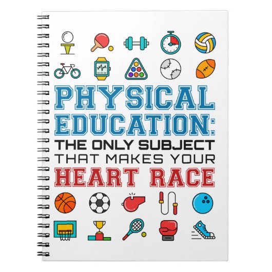 Carnet PE Teacher Phys Ed Gym Coach Heart Race (Devant)