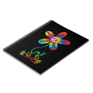 Carnet Peace Courage Aimer Hope Frogs Hippie