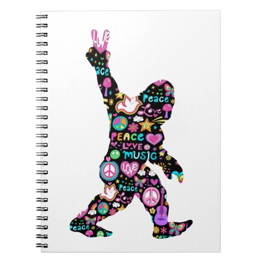 Carnet Peace Love Bigfoot Hippie Funny Bigfoot Lover (Devant)
