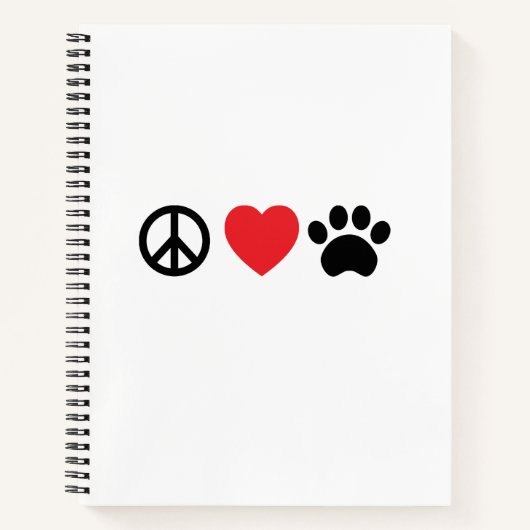 Carnet Peace Love Paw (Devant)