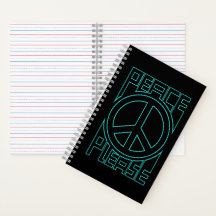 Peace Please lettrage en contour turquoise