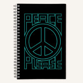 Carnet Peace Please lettrage en contour turquoise (Recto)