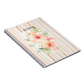 Carnet Peach Blush Cream Stripes Tropical Hibiscus Floral (Côté Droit)