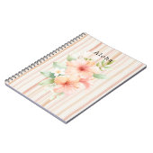 Carnet Peach Blush Cream Stripes Tropical Hibiscus Floral (Côté gauche)