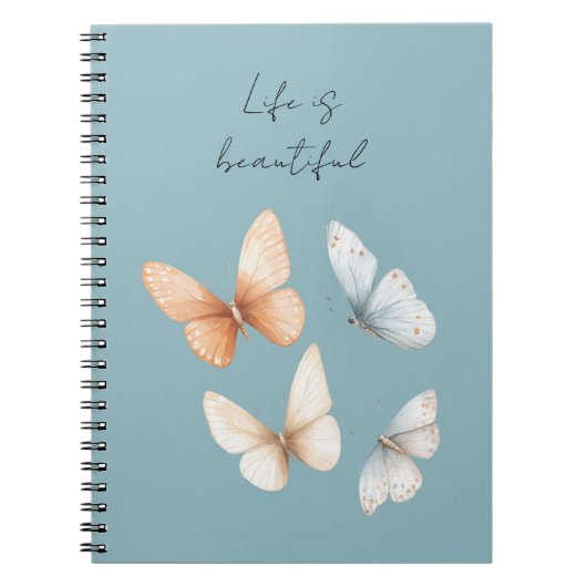 Carnet Peach Chic Blue Butterflies  (Devant)