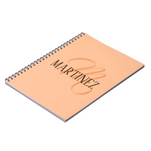 Carnet Peach Fuzz Nom Personnalisé Élégant (Côté gauche)