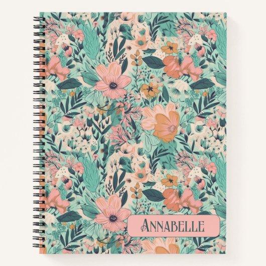 Carnet Peach Pastel Garden Floral (Devant)