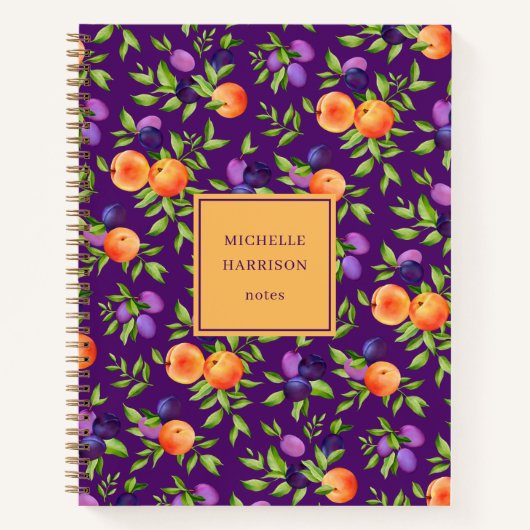 Carnet Peaches Plums Purple Cute Fruit Motif botanique (Devant)