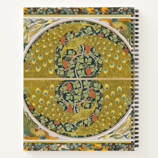 Carnet Peacock Art Nouveau Style rond design complexe (Dos)