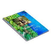 Carnet Peacock Blue Green Feather Texture Été Photos (Côté Droit)