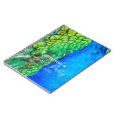Carnet Peacock Blue Green Feather Texture Vibes d'été Sq (Côté gauche)