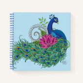 Carnet Peacock Blue Lotus Fleur Henné (Devant)