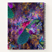 Carnet Peacock et fleurs personnalisées sur violet (Dos)