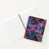 Carnet Peacock et fleurs personnalisées sur violet (Intérieur)