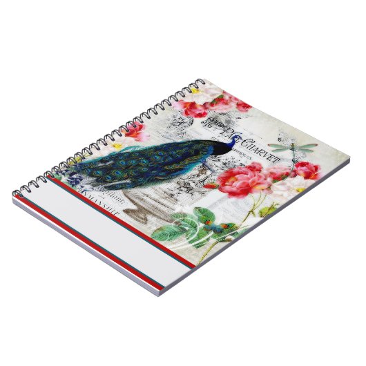 Carnet Peacock et rose (Côté gauche)