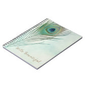 Carnet Peacock Feather Boho Chic Aquarelle personnalisée (Côté gauche)