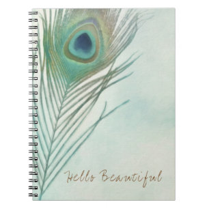 Carnet Peacock Feather Boho Chic Aquarelle personnalisée